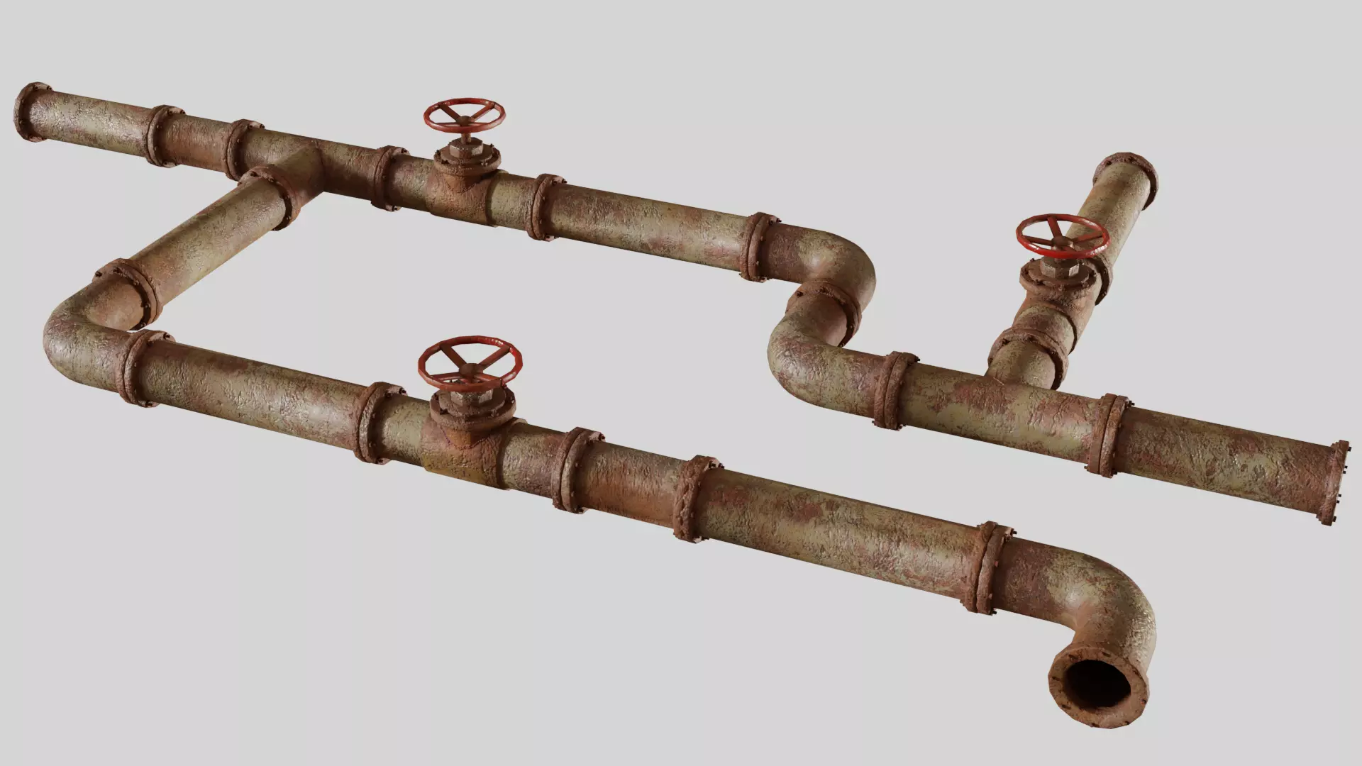 Modular Industrial Pipes Low-poly 3D model_0