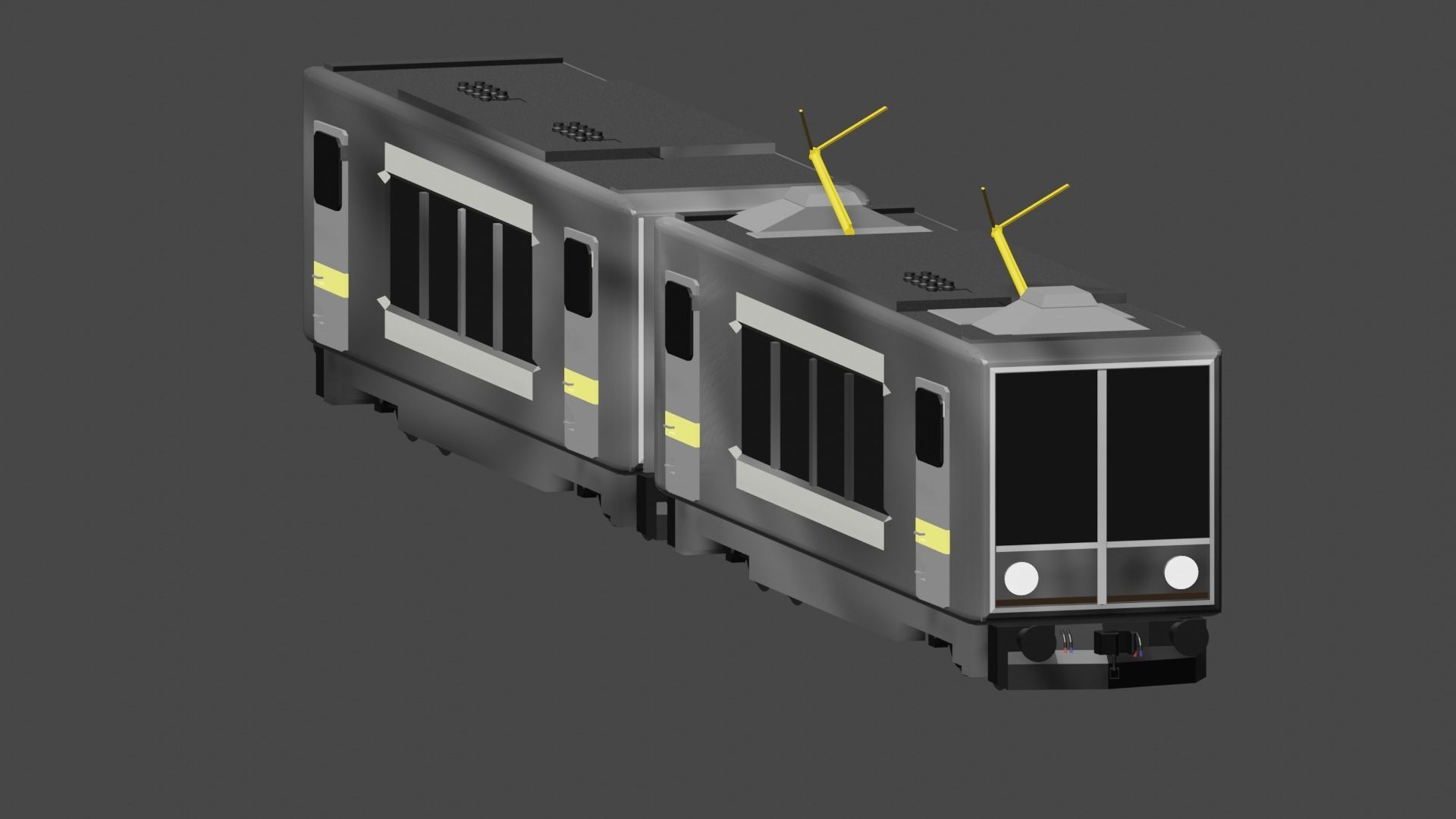 METRO TRAIN WITH COACH 3D model_9