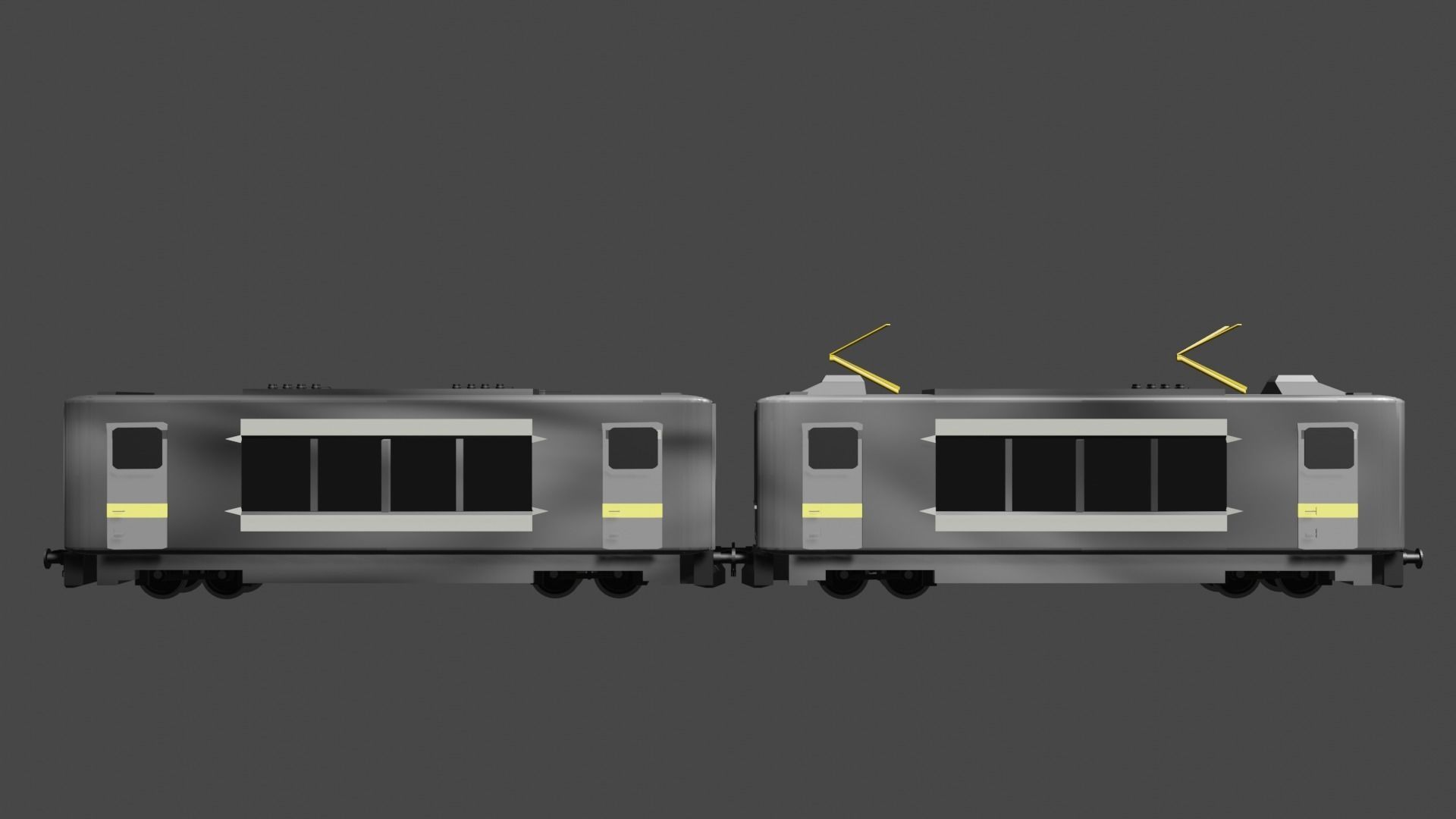 METRO TRAIN WITH COACH 3D model_7