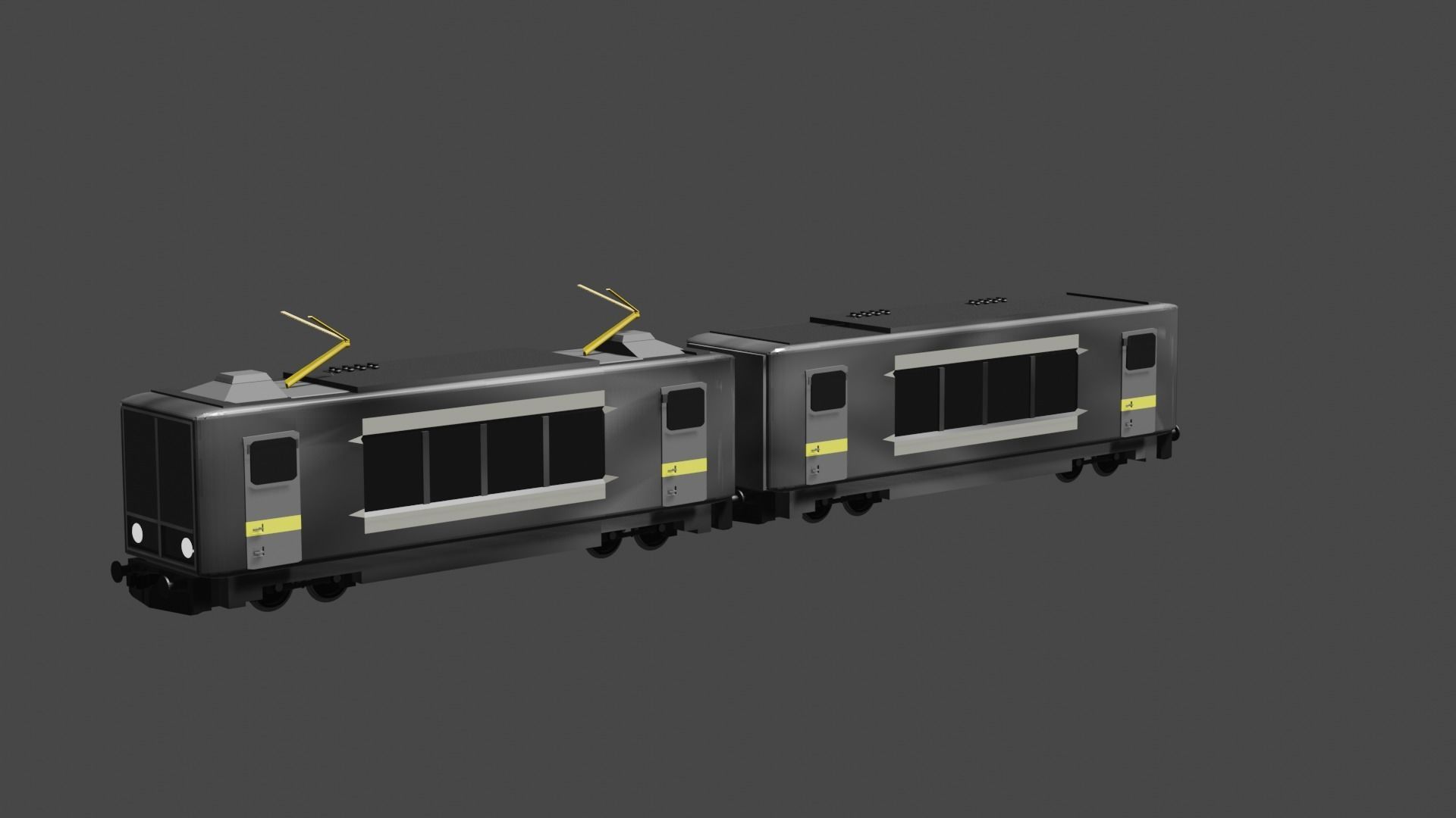 METRO TRAIN WITH COACH 3D model_2
