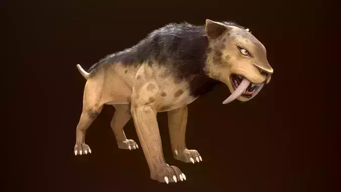 Sabertooth - Smilodon Rigged PBR  Low-poly 3D model