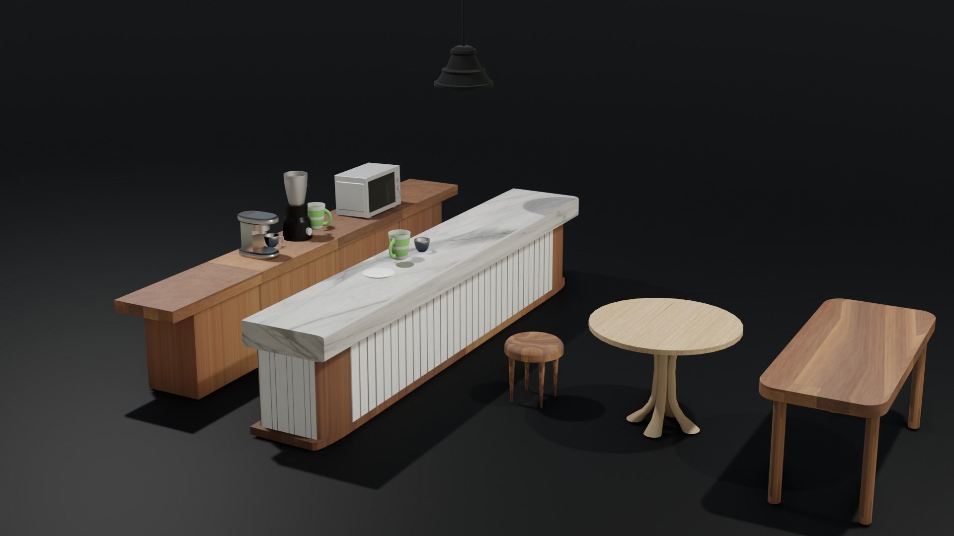 Low Poly Cafe Assets Free low-poly 3D model_2
