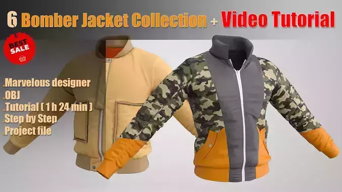 6 Bomber Jacket Collection  Video Tutorial 3D model