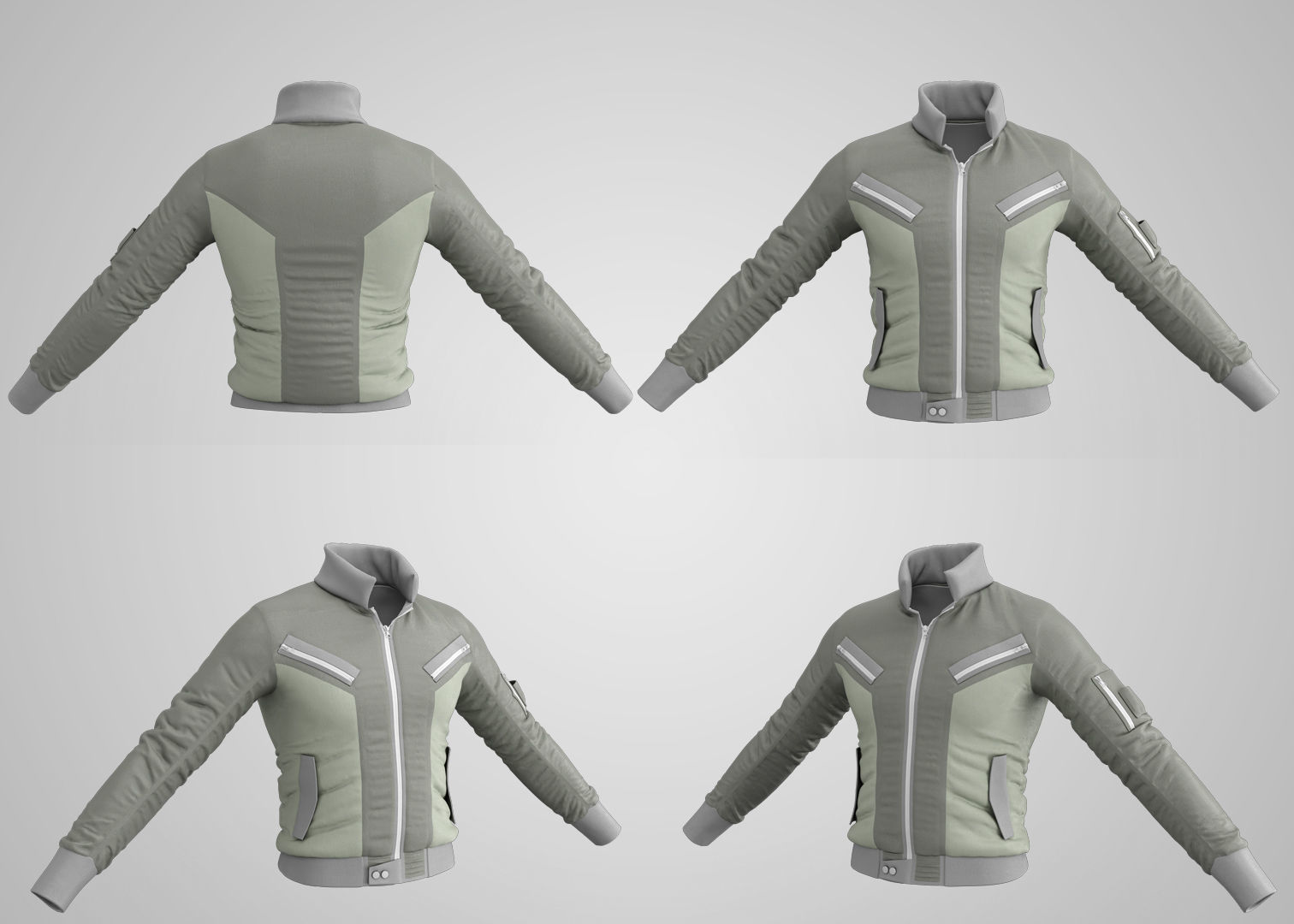 6 Bomber Jacket Collection  Video Tutorial 3D model_7