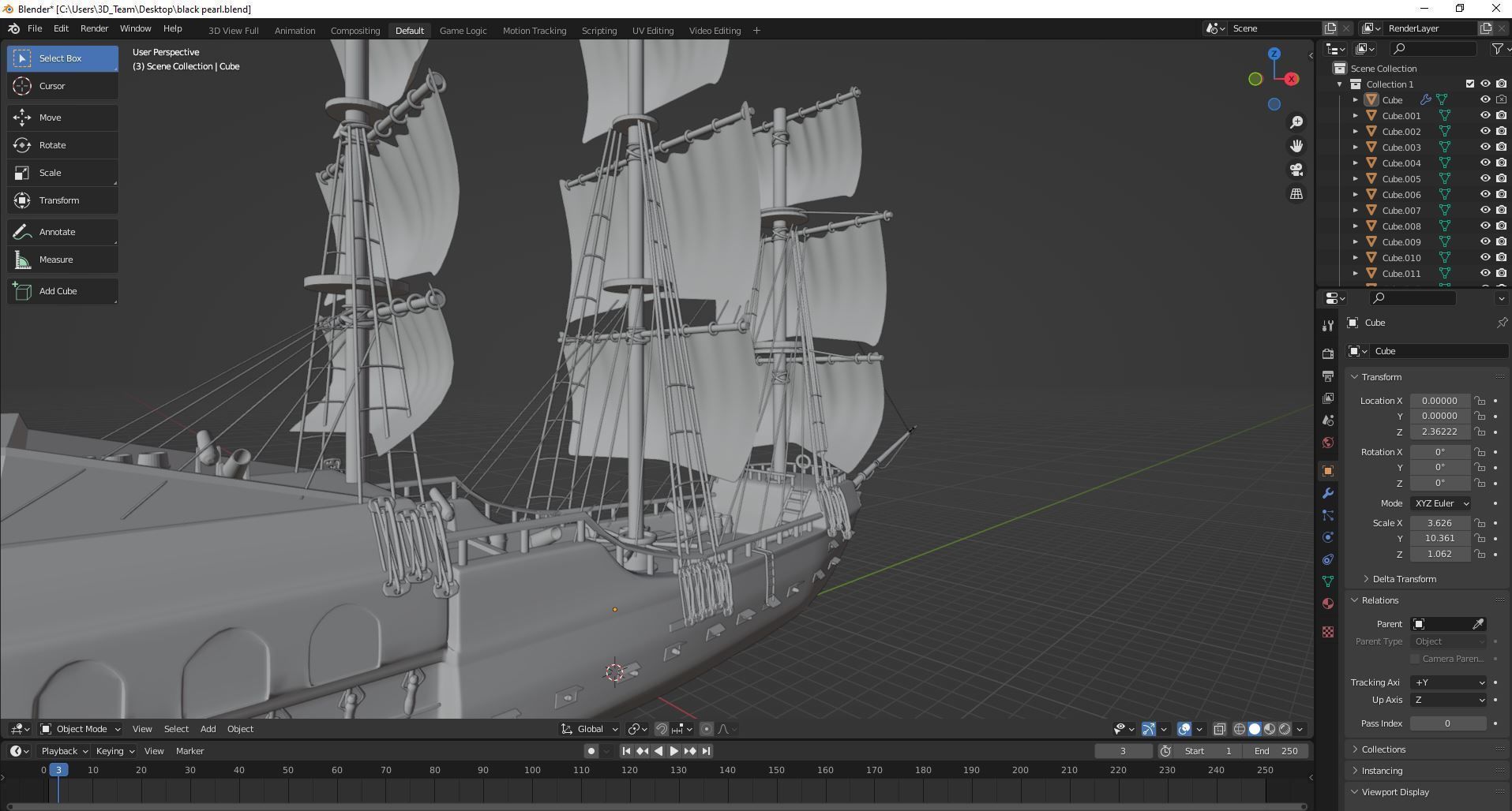 Black pearl Ship 3D model_1