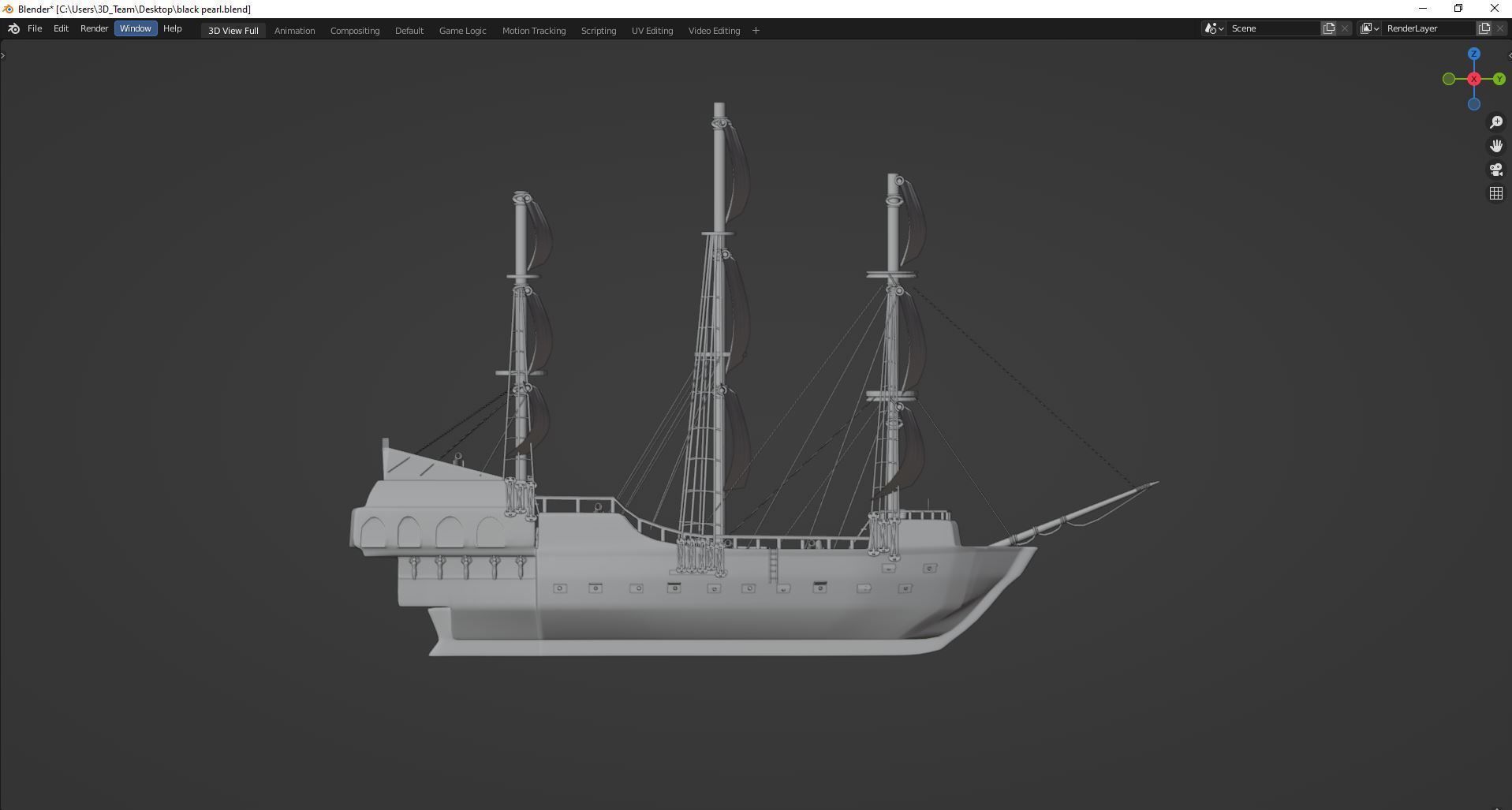 Black pearl Ship 3D model_2