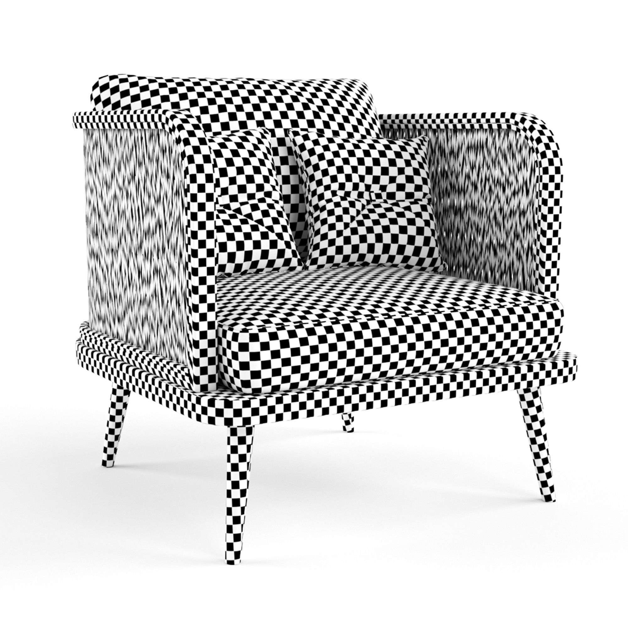 Chair outdoor rattan wood 3D model_4