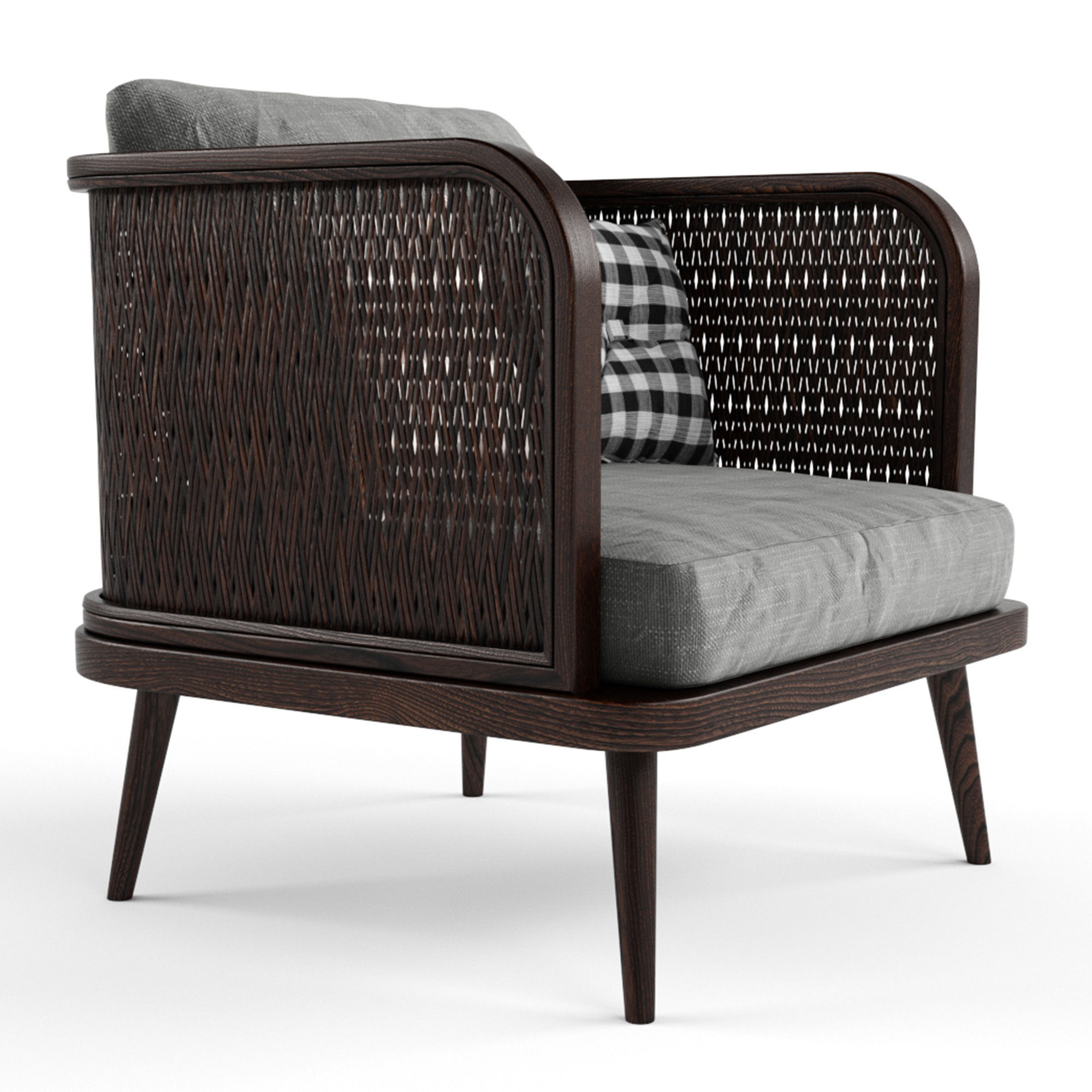 Chair outdoor rattan wood 3D model_1