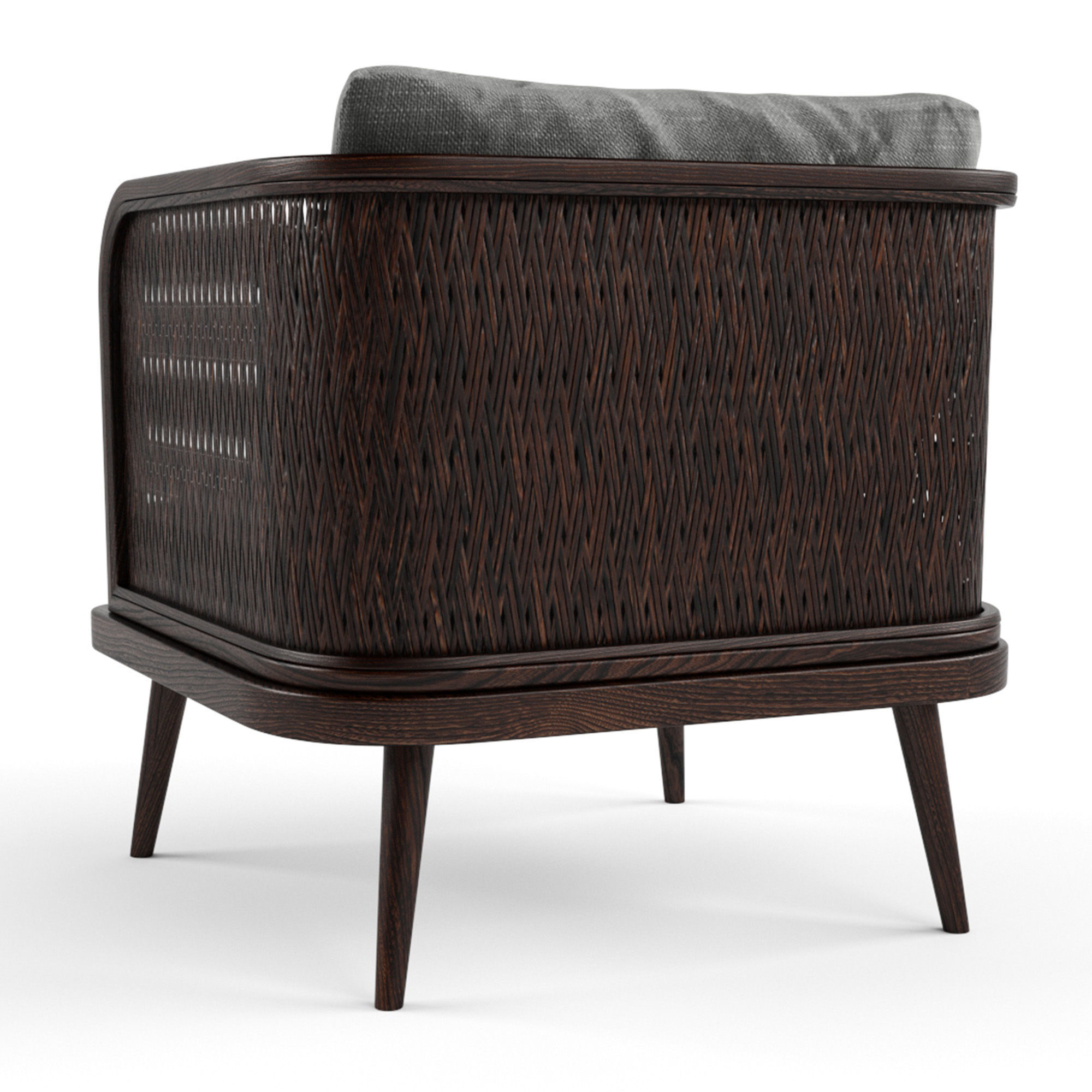 Chair outdoor rattan wood 3D model_2