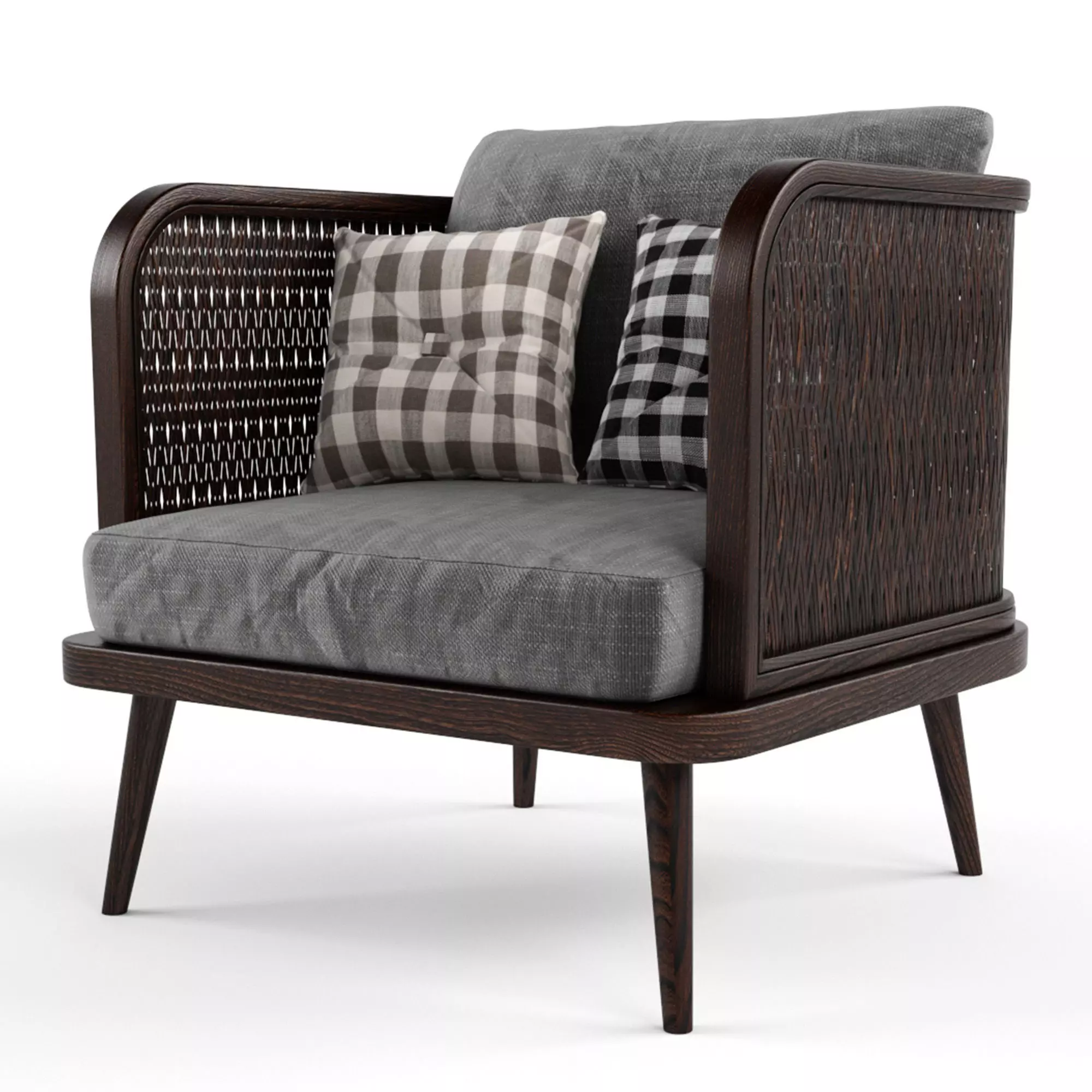 Chair outdoor rattan wood 3D model_0