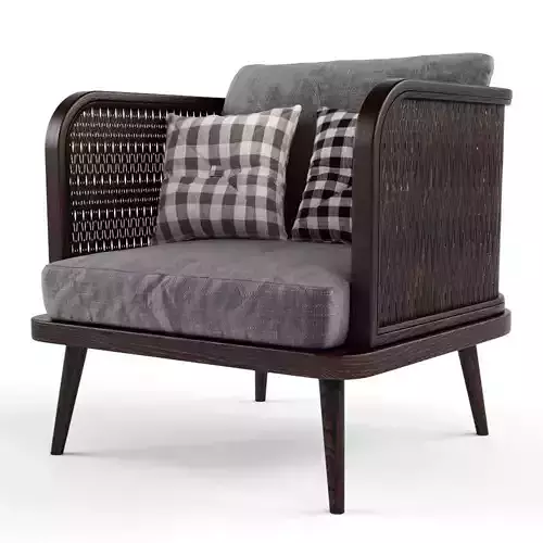 Chair outdoor rattan wood 3D model