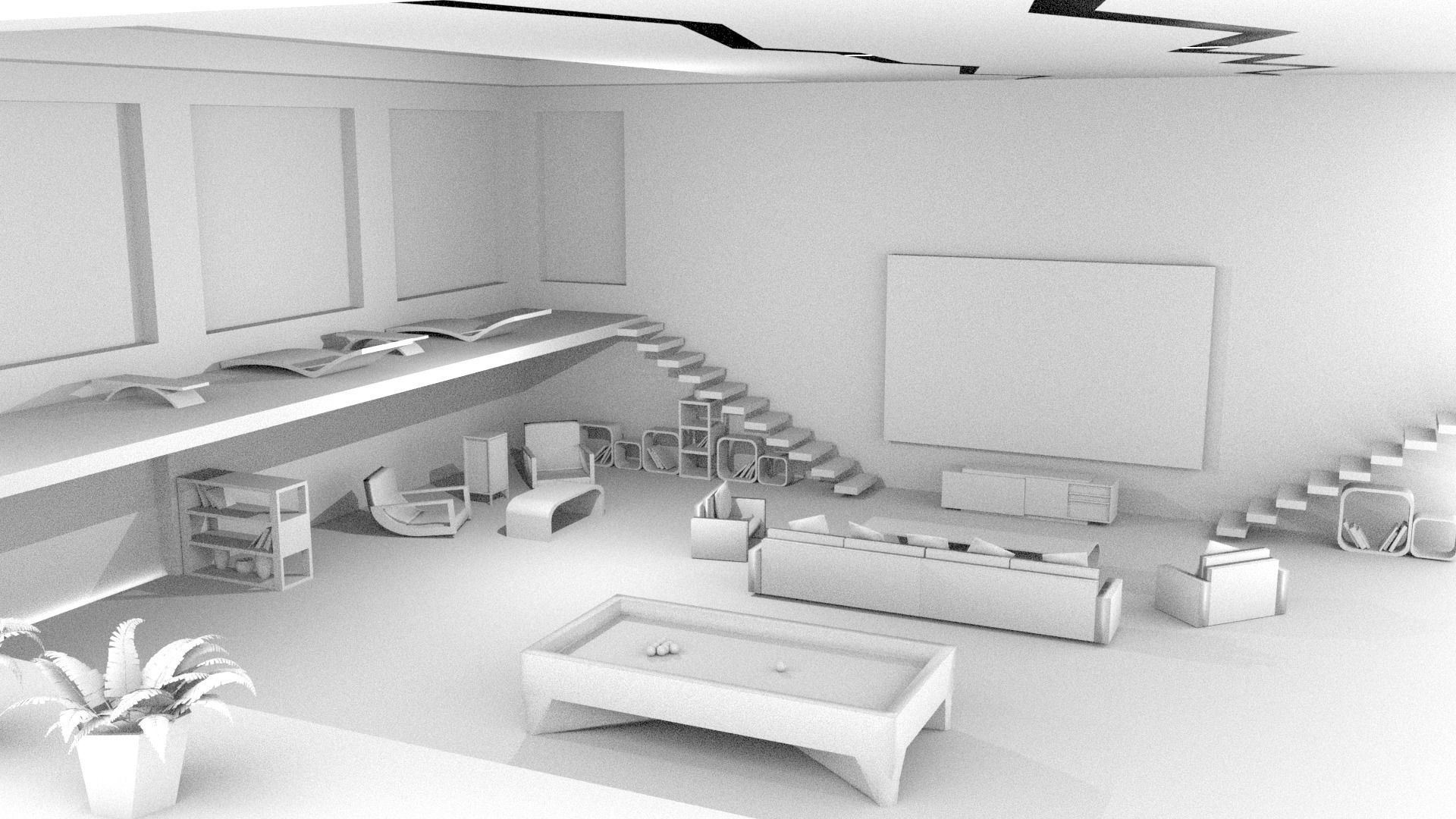 Space Theme Room Low-poly 3D model_5