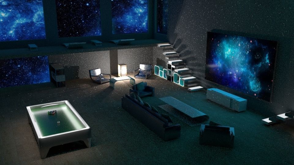 Space Theme Room Low-poly 3D model_3