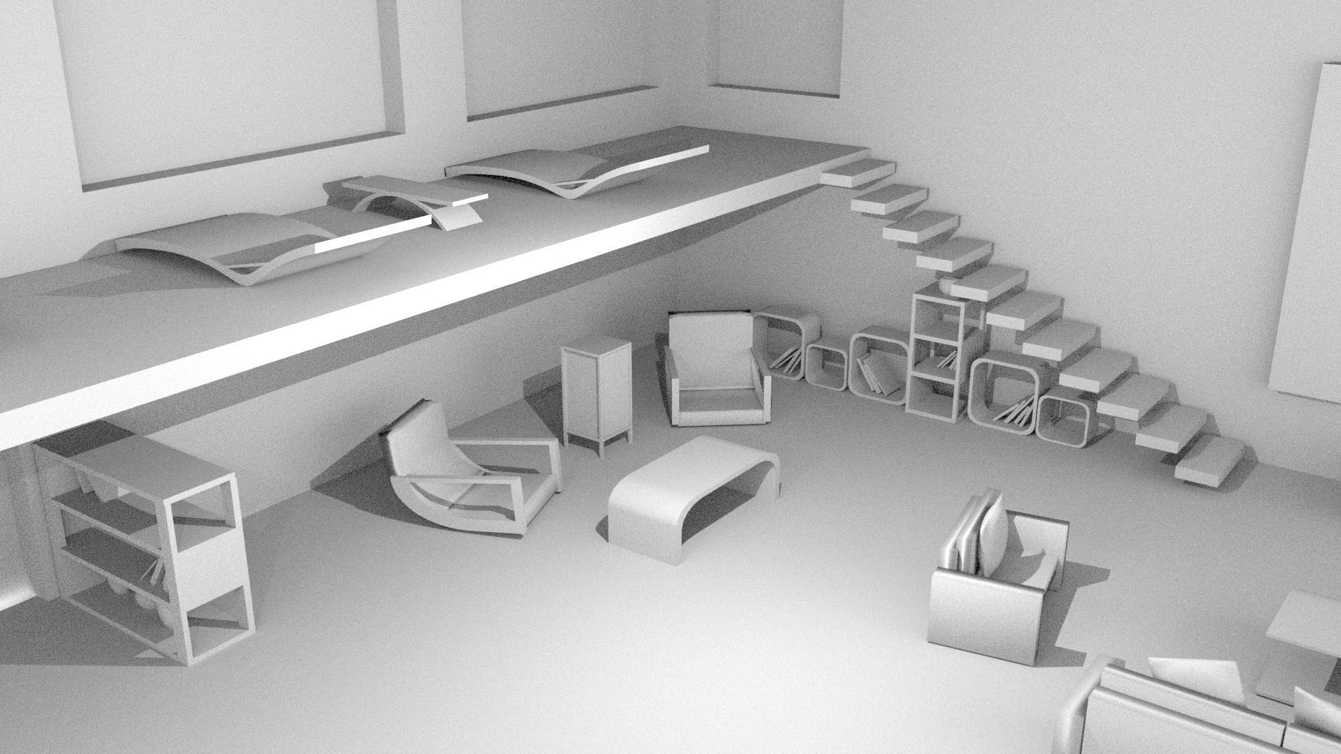 Space Theme Room Low-poly 3D model_7