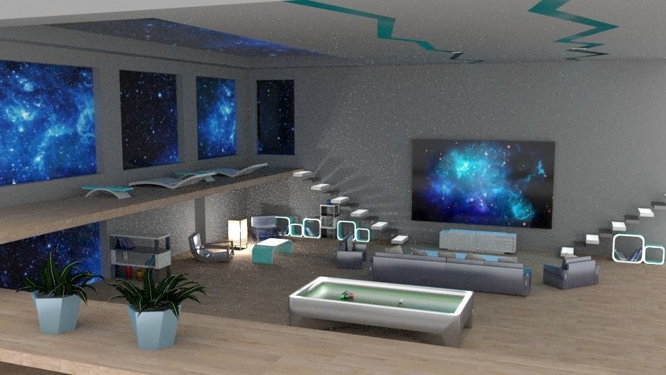Space Theme Room Low-poly 3D model_4