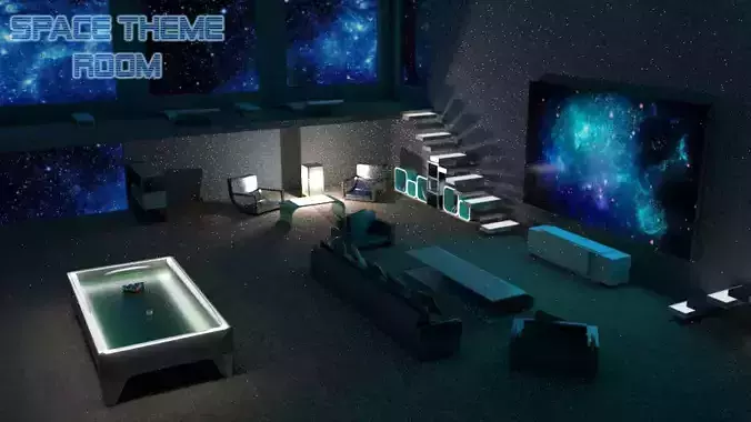 Space Theme Room Low-poly 3D model