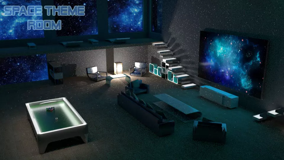 Space Theme Room Low-poly 3D model_0