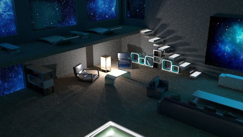Space Theme Room Low-poly 3D model_2