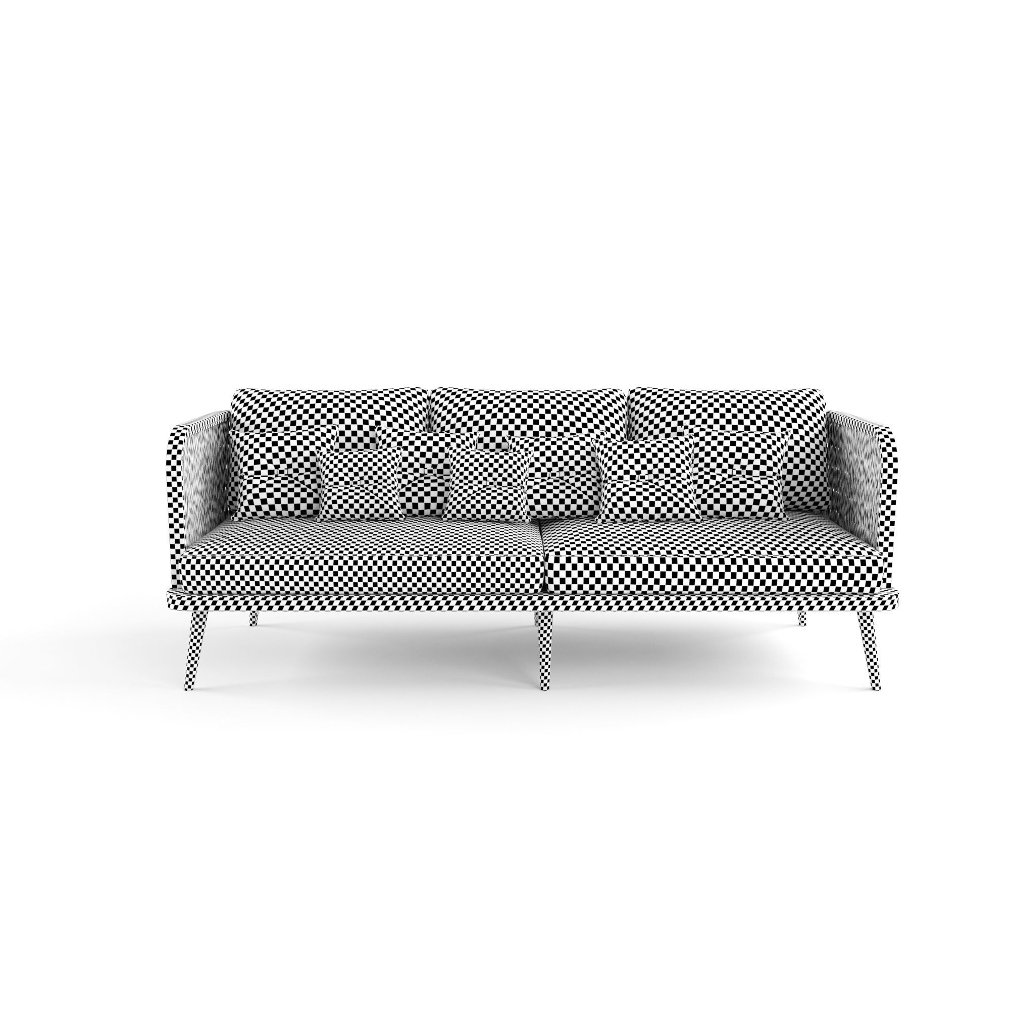 3-seat modular sofa outdoor rattan wood 3D model_5