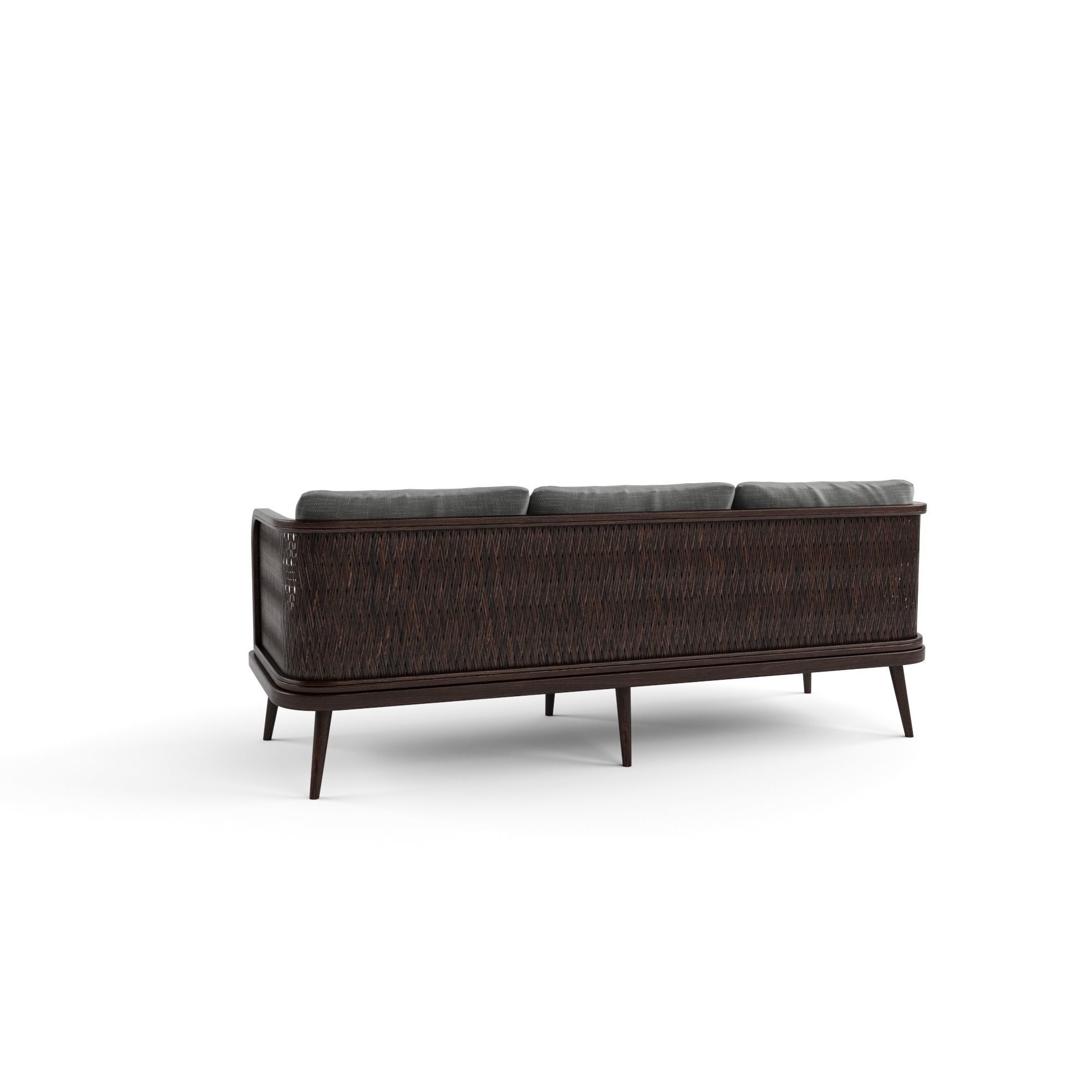 3-seat modular sofa outdoor rattan wood 3D model_4