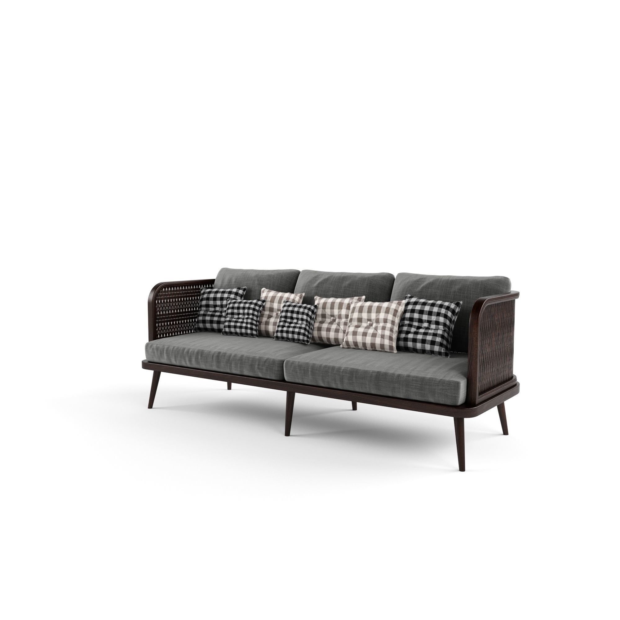 3-seat modular sofa outdoor rattan wood 3D model_3