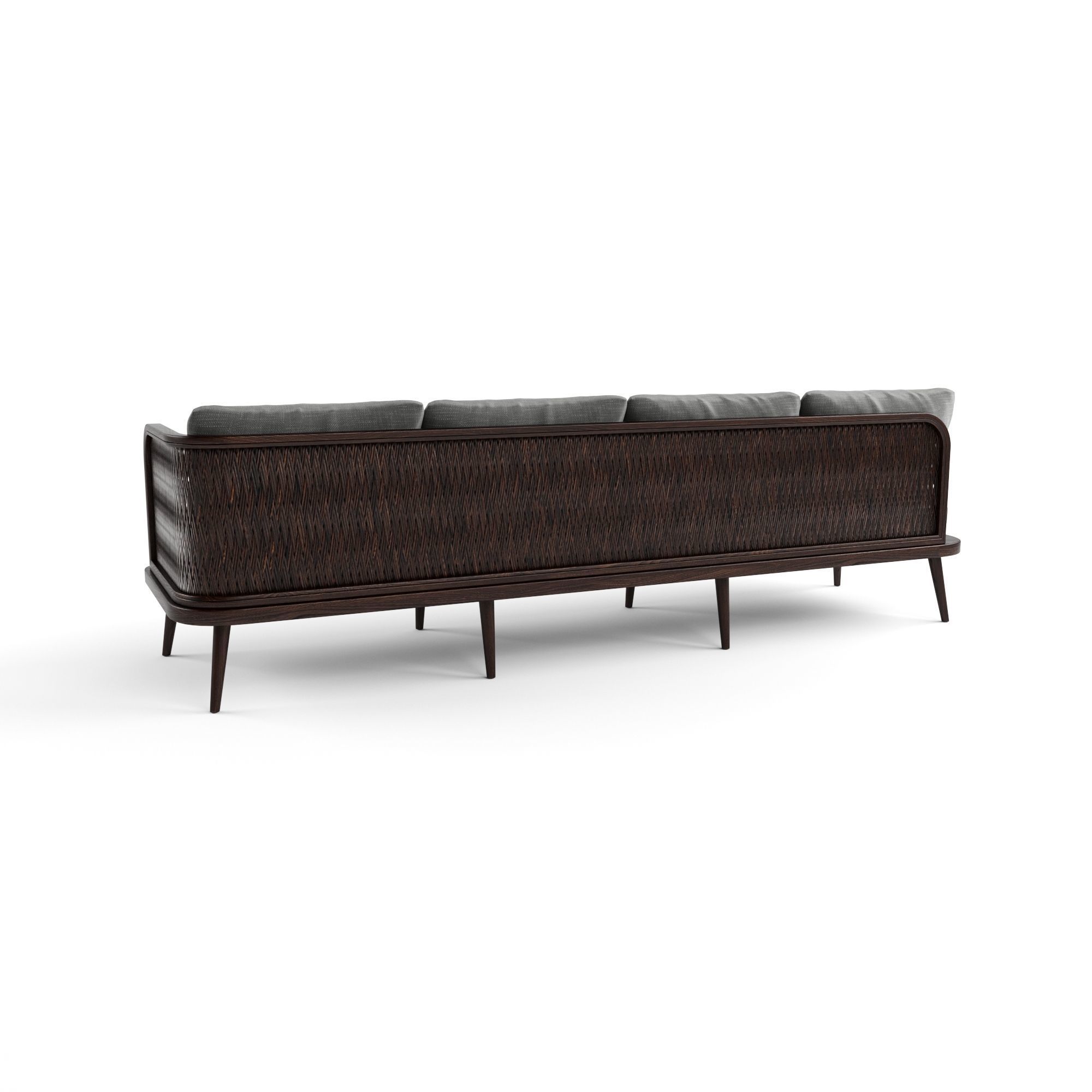 4-seat modular sofa outdoor rattan wood 3D model_3