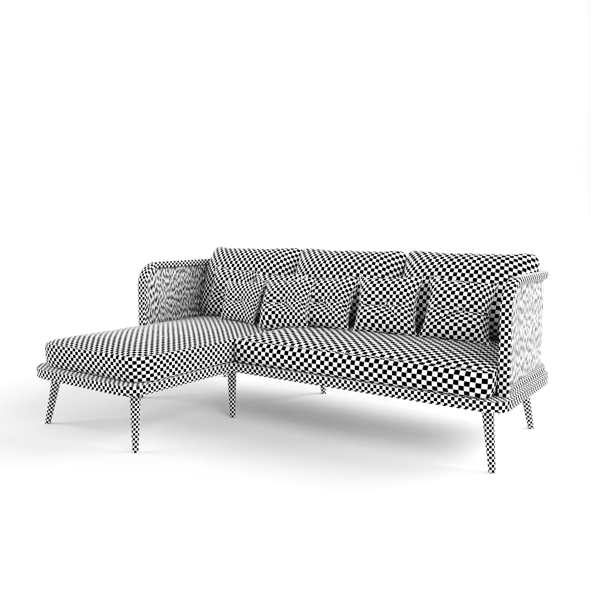 3-seat modular sofa outdoor rattan wood With Chair Lounge 3D model_5