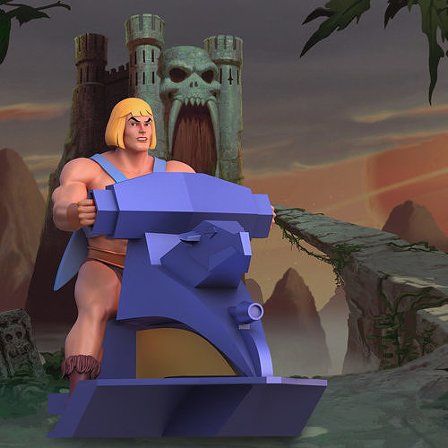 He-Man on motorcycle 3D print model