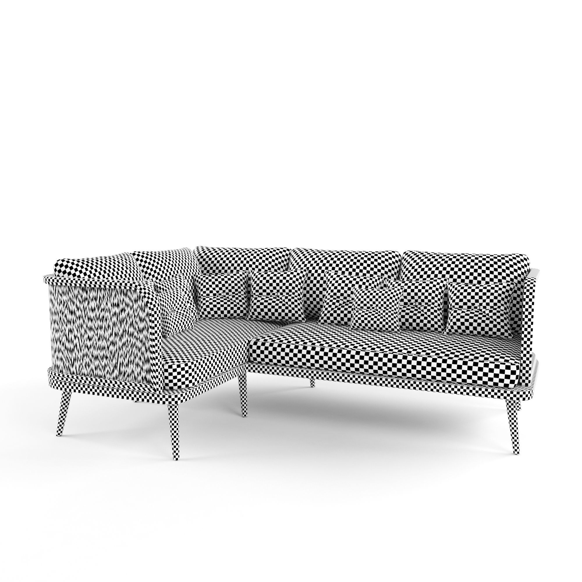 3-seat modular sofa corner outdoor rattan wood 3D model_5