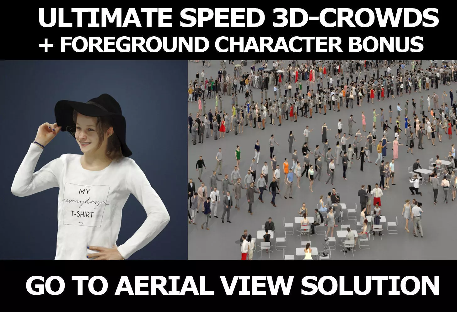   3d people crowds and Essence hat foreground teenage girl 3D Model Collection_0