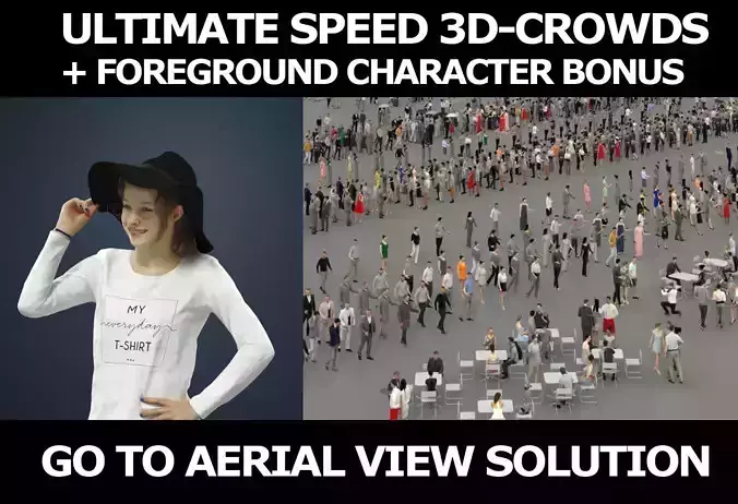   3d people crowds and Essence hat foreground teenage girl 3D Model Collection