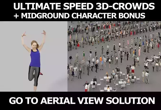 3d crowds and Essence dancing midground casual teenage girl 3D Model Collection