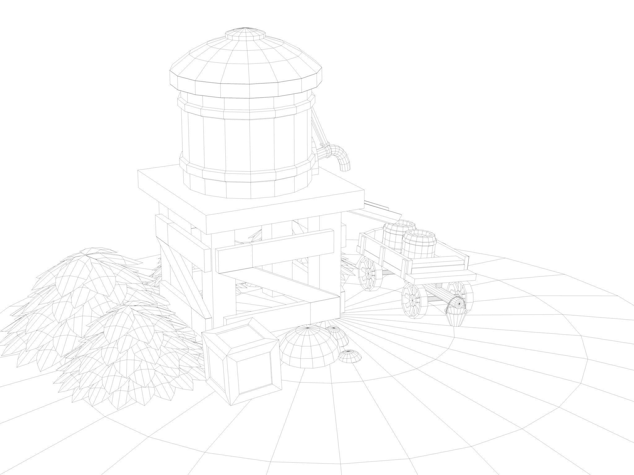 Stylized Water Tank Low-poly 3D model_16