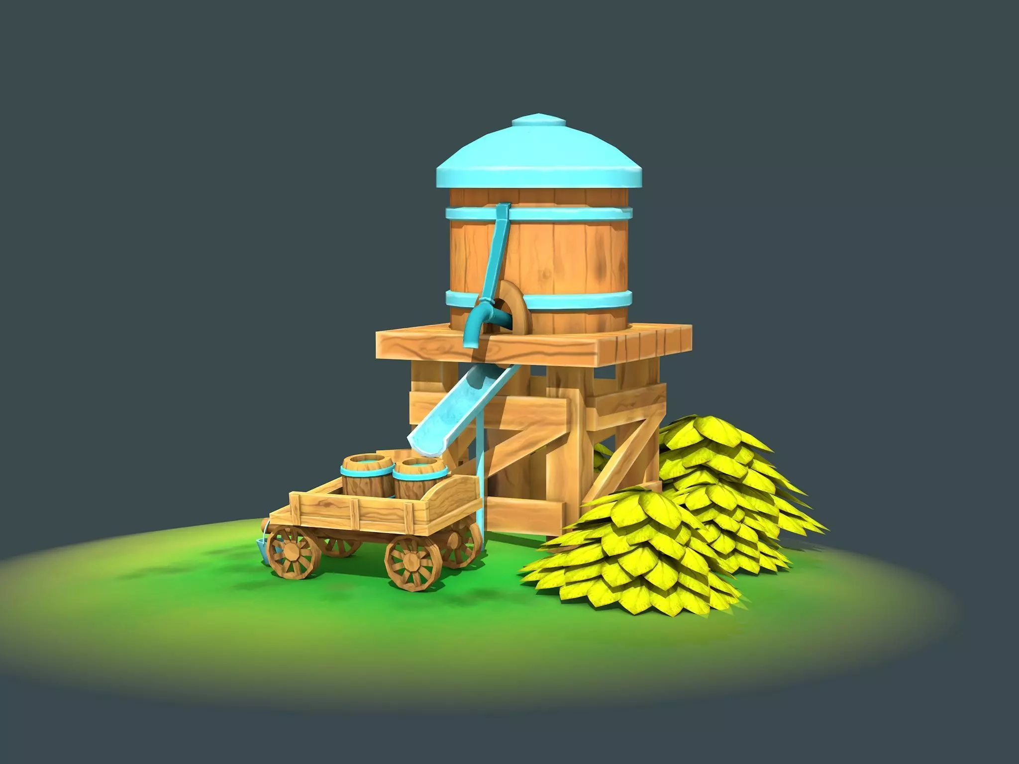Stylized Water Tank Low-poly 3D model_0