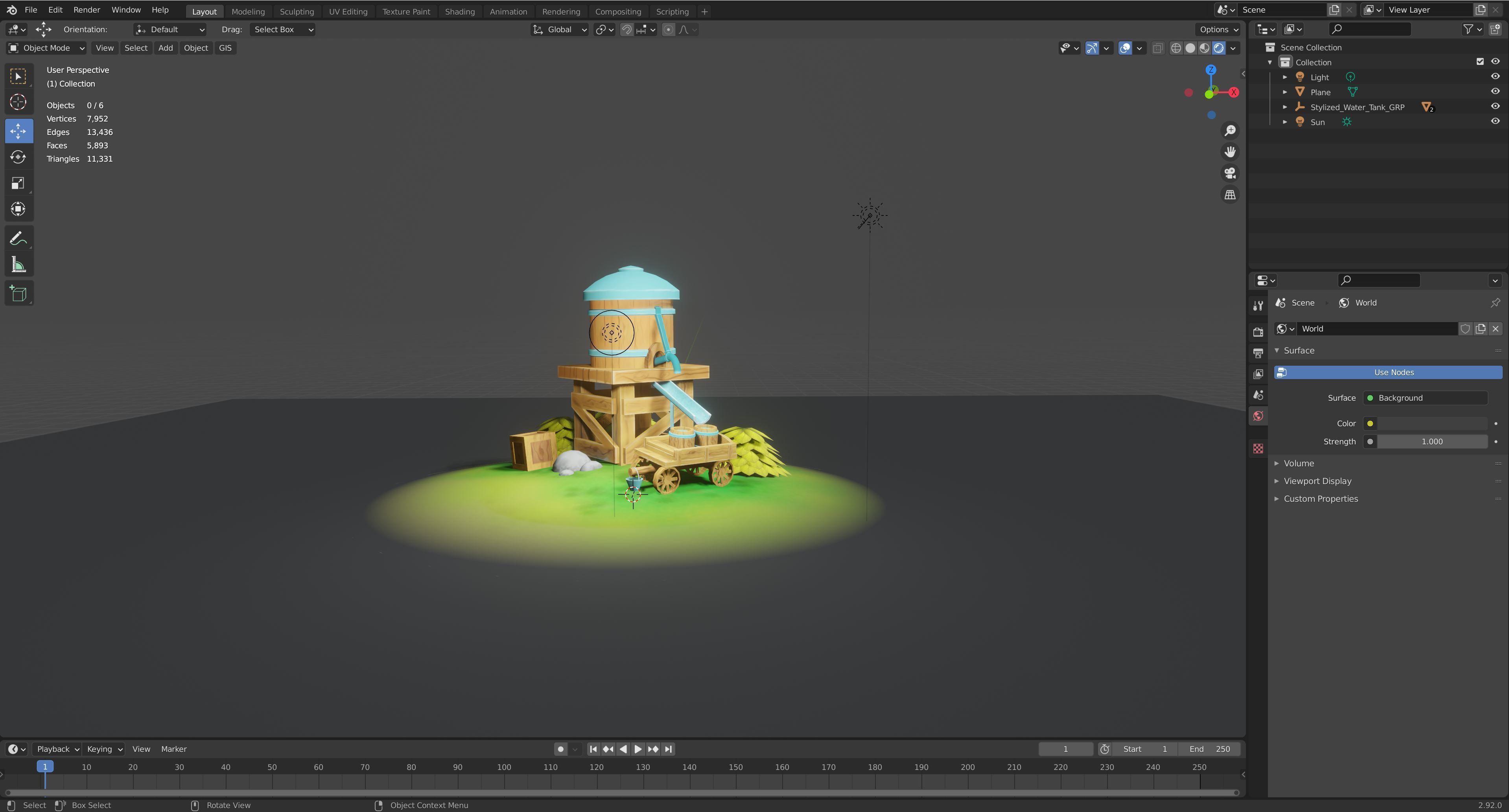 Stylized Water Tank Low-poly 3D model_10