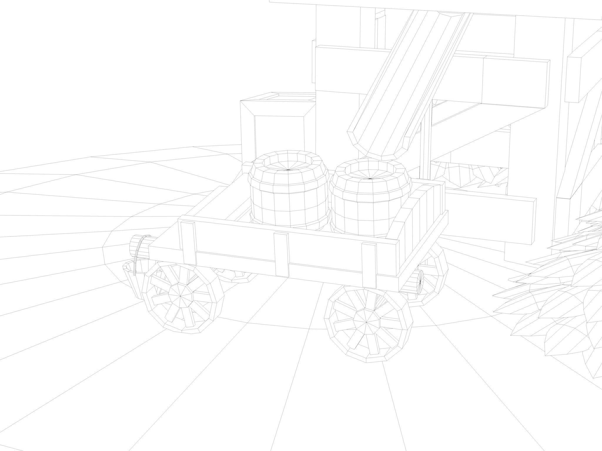 Stylized Water Tank Low-poly 3D model_13