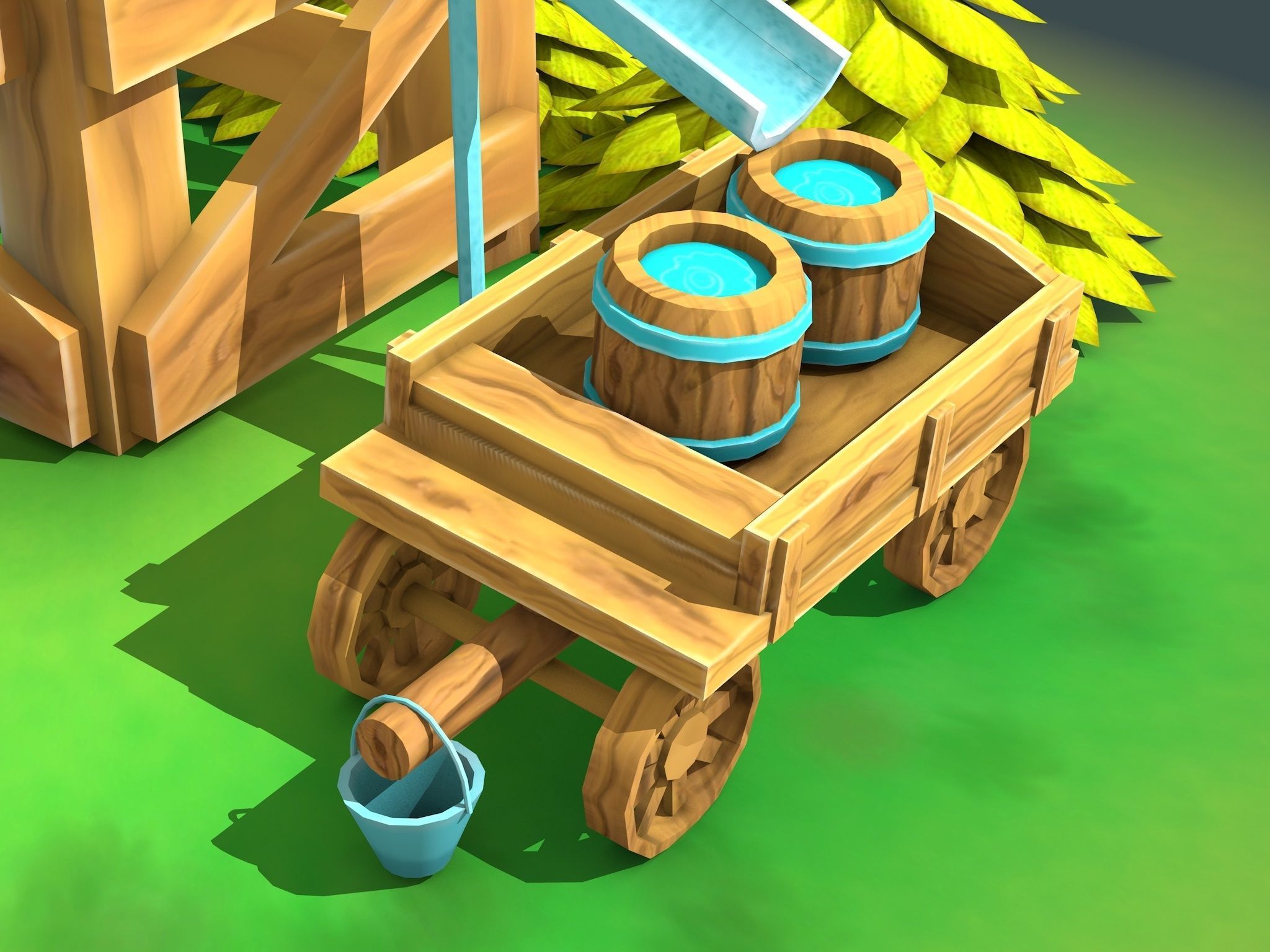 Stylized Water Tank Low-poly 3D model_7