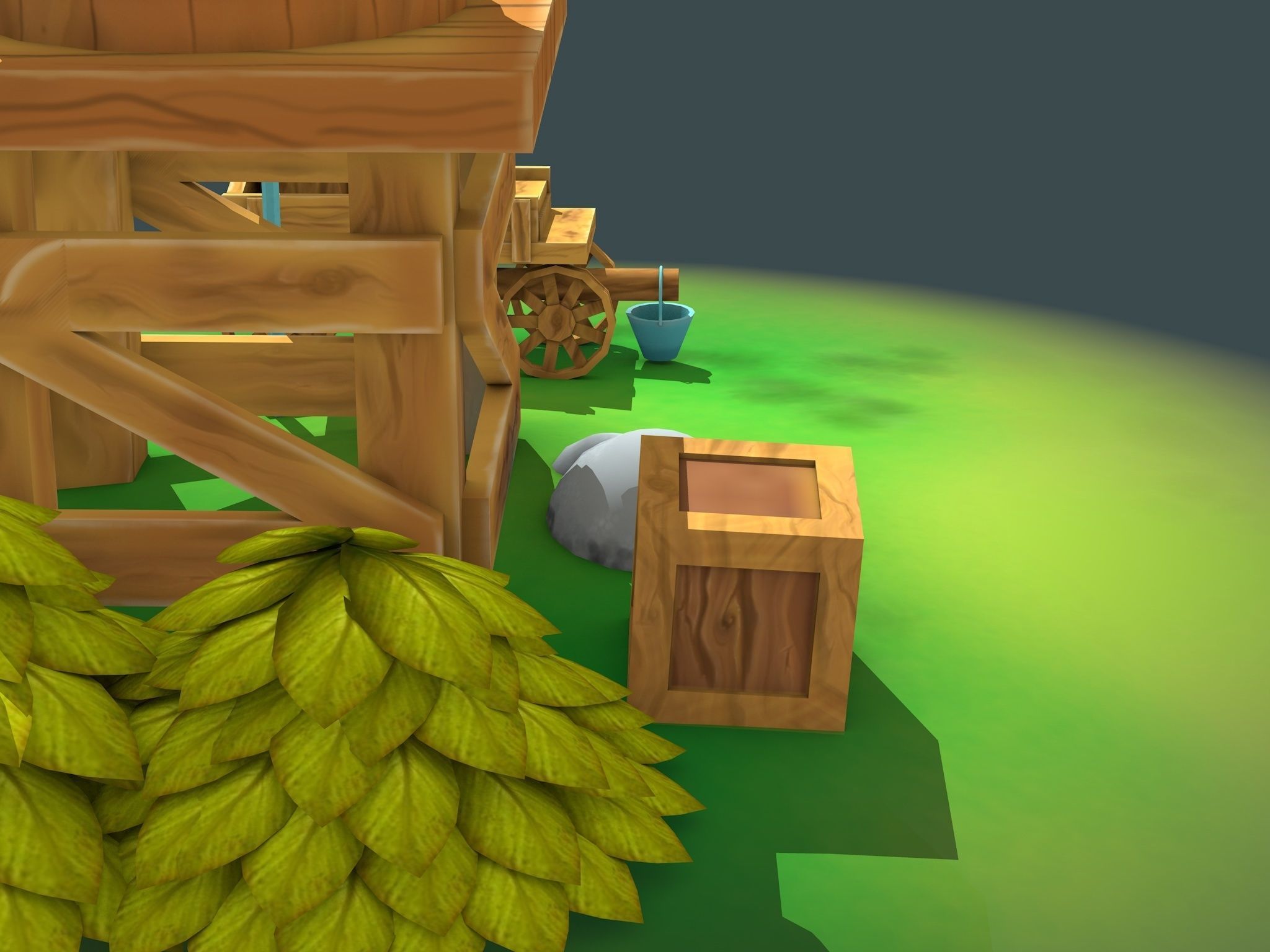 Stylized Water Tank Low-poly 3D model_3