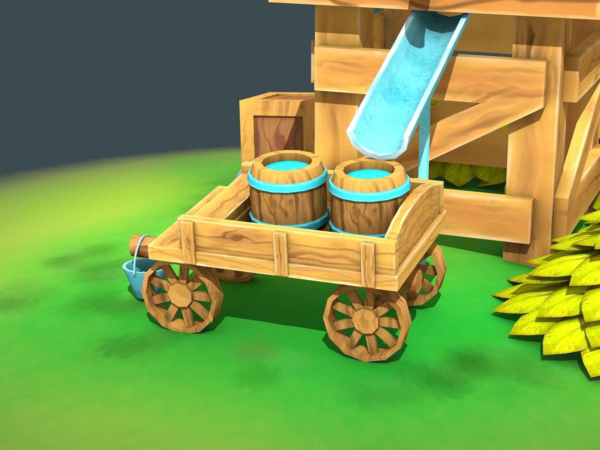 Stylized Water Tank Low-poly 3D model_1