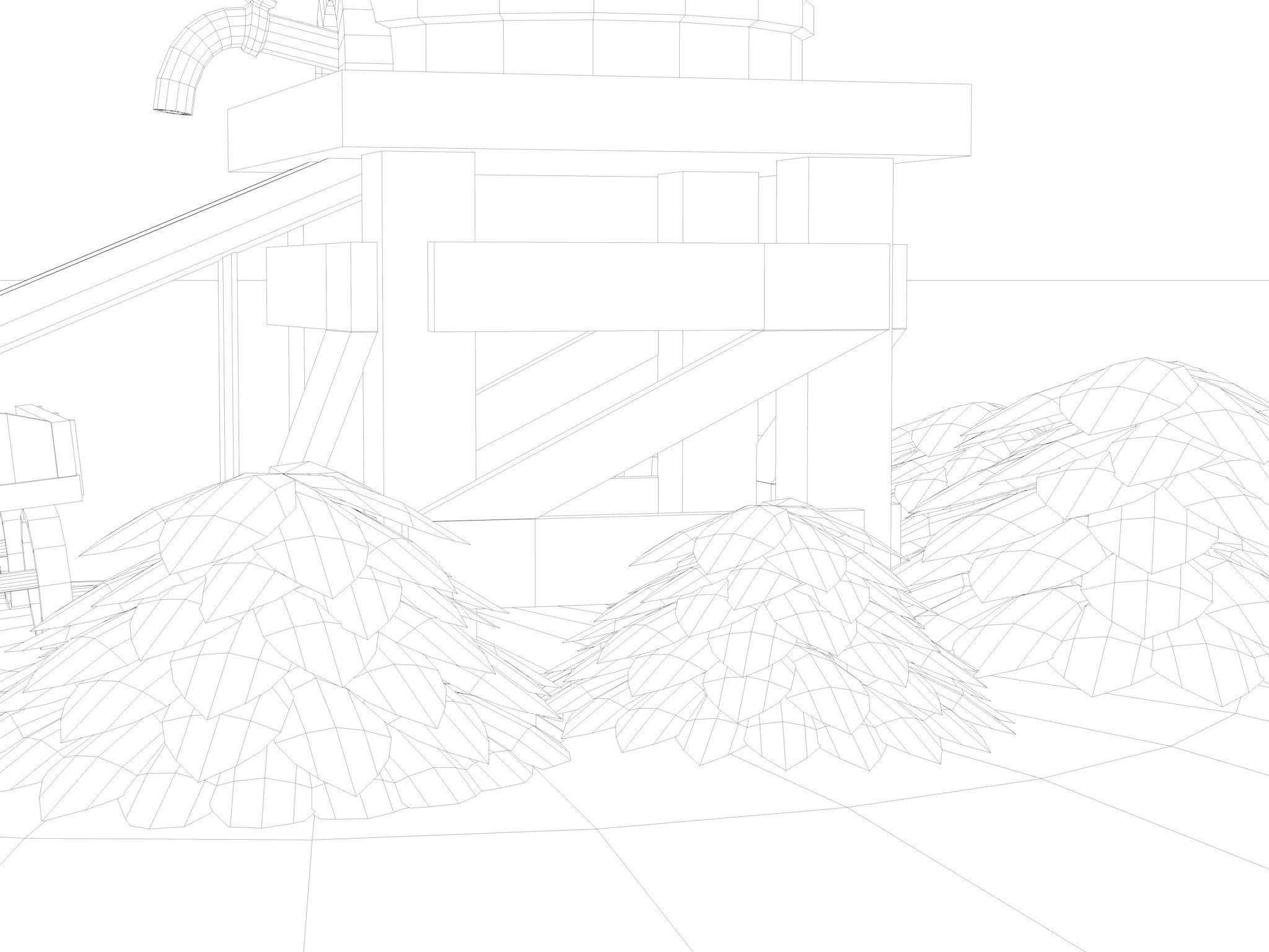 Stylized Water Tank Low-poly 3D model_14