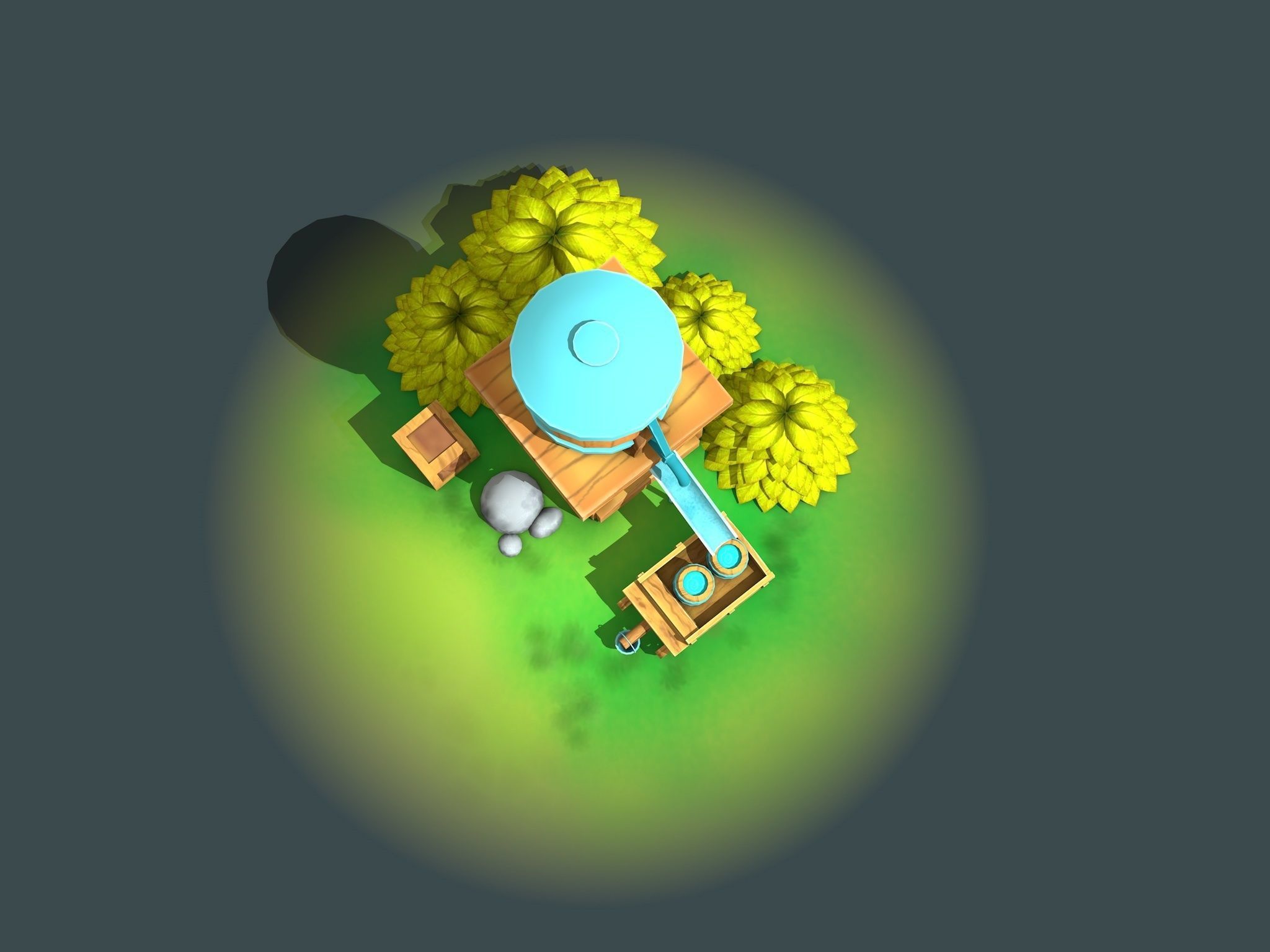 Stylized Water Tank Low-poly 3D model_6