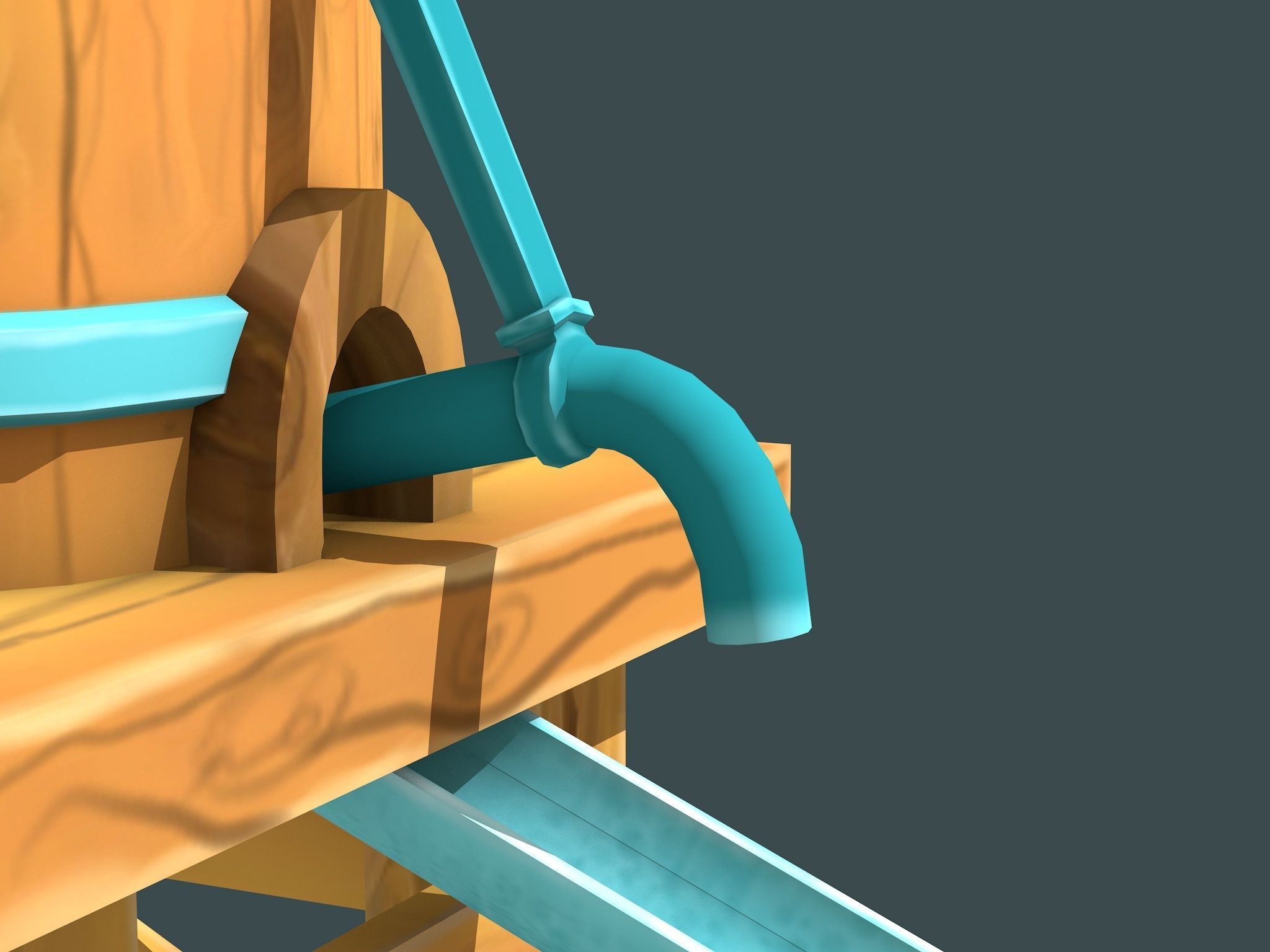 Stylized Water Tank Low-poly 3D model_9