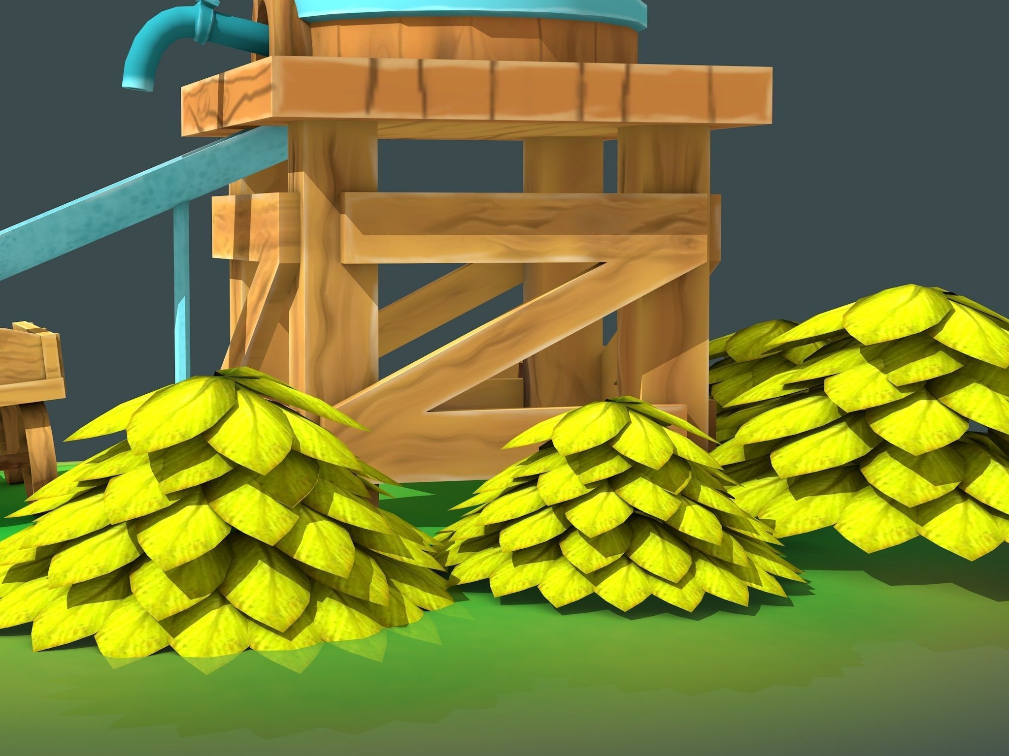Stylized Water Tank Low-poly 3D model_2