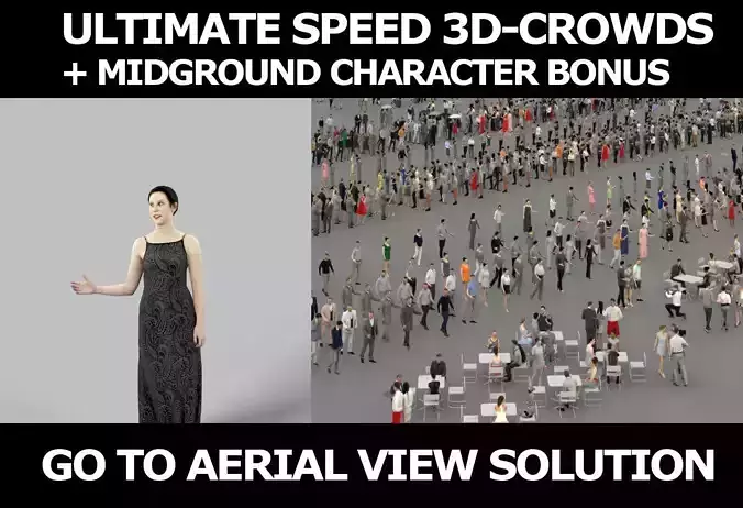 3d crowds and Eternal an event midground walking woman 3D Model Collection