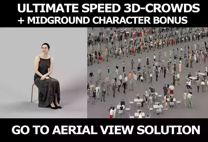 3d crowds Eternal Event looking Sideways Woman Sitting  3D Model Collection