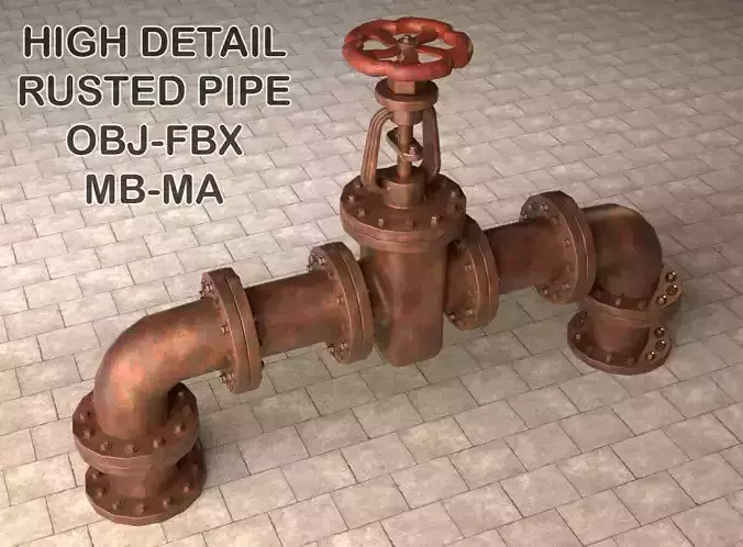 Rusted Pipe Low-poly 3D model