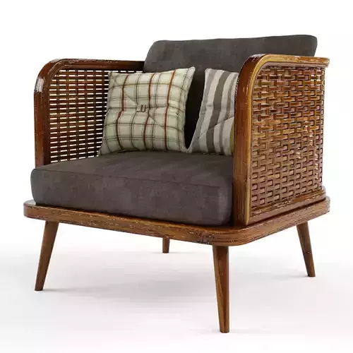 Chair outdoor rattan wood 3D model