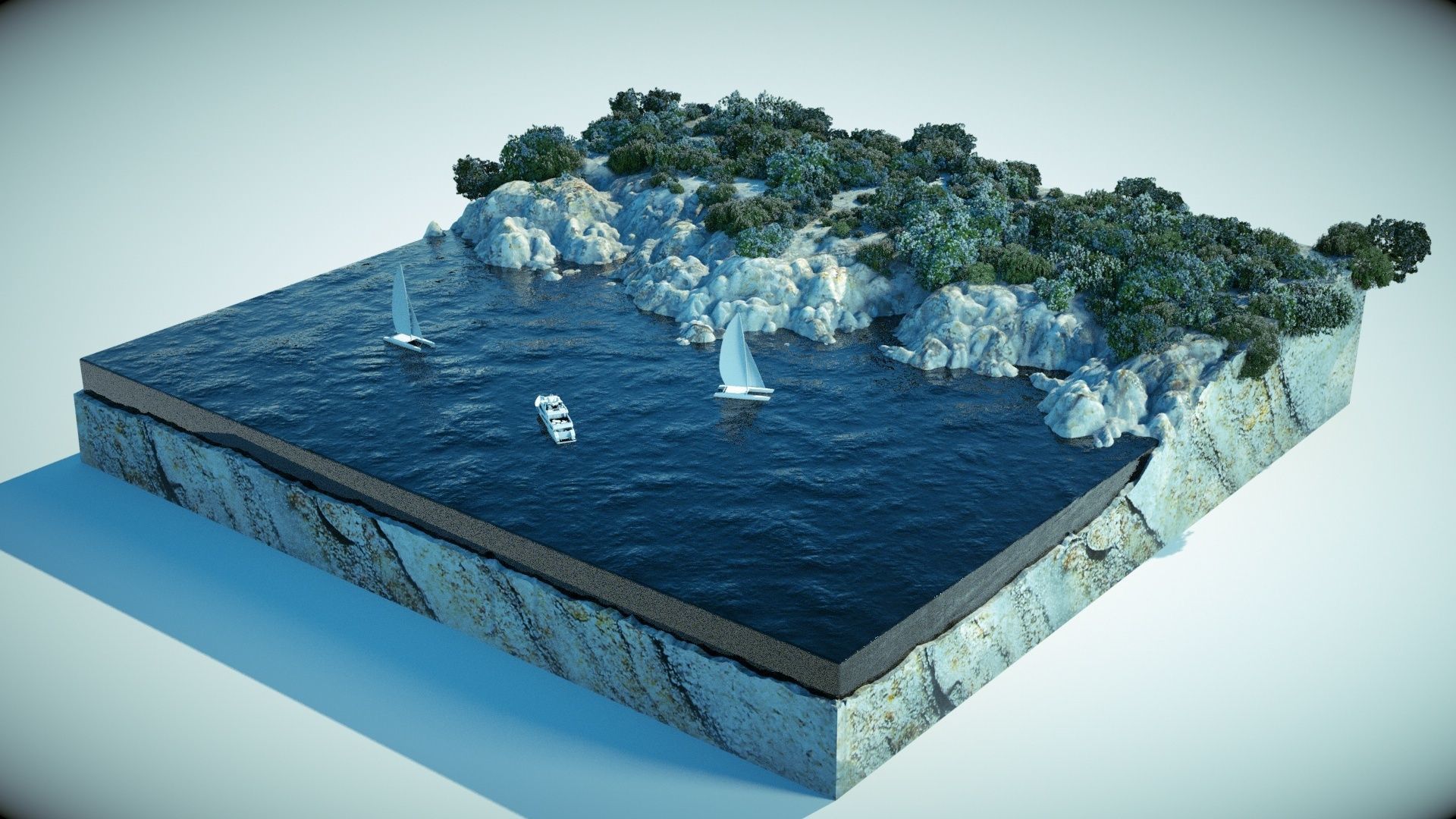 A realistic mini island terrain 3D model_1