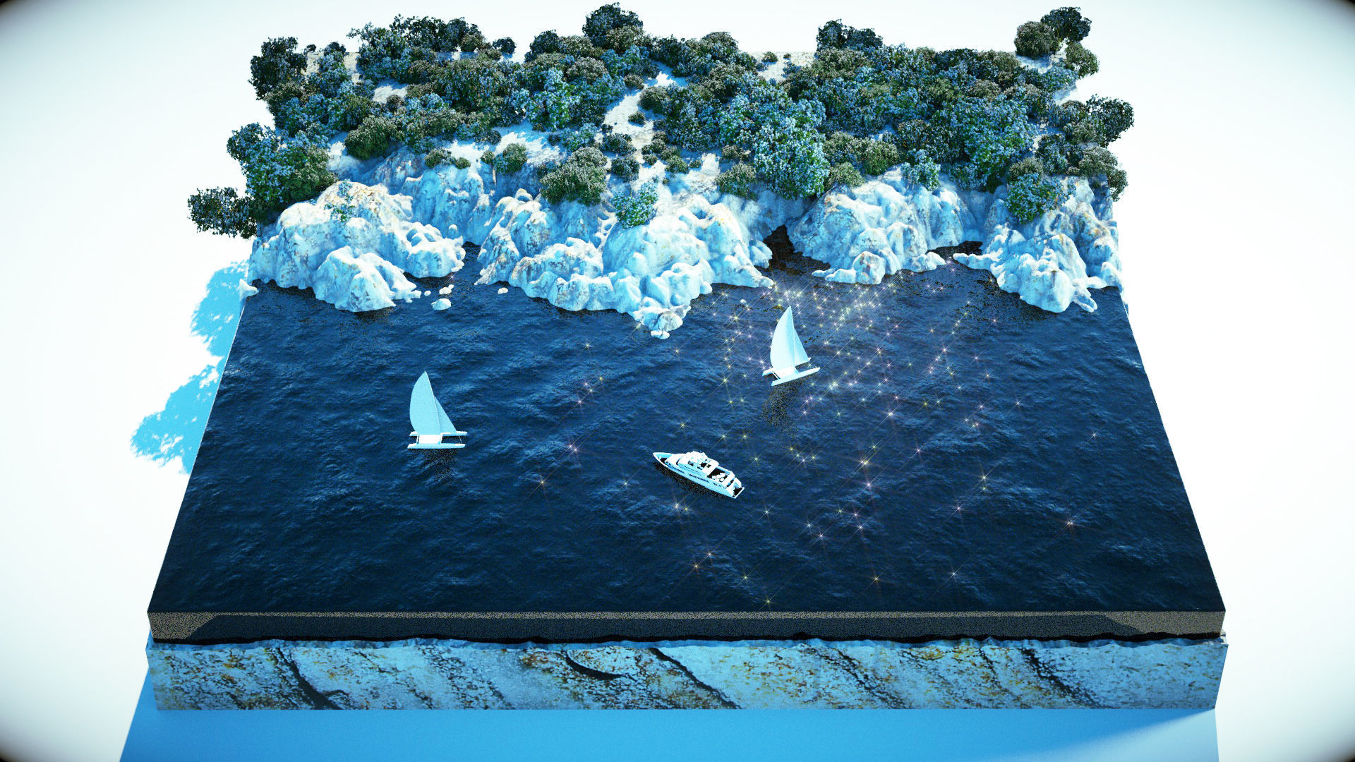 A realistic mini island terrain 3D model_3