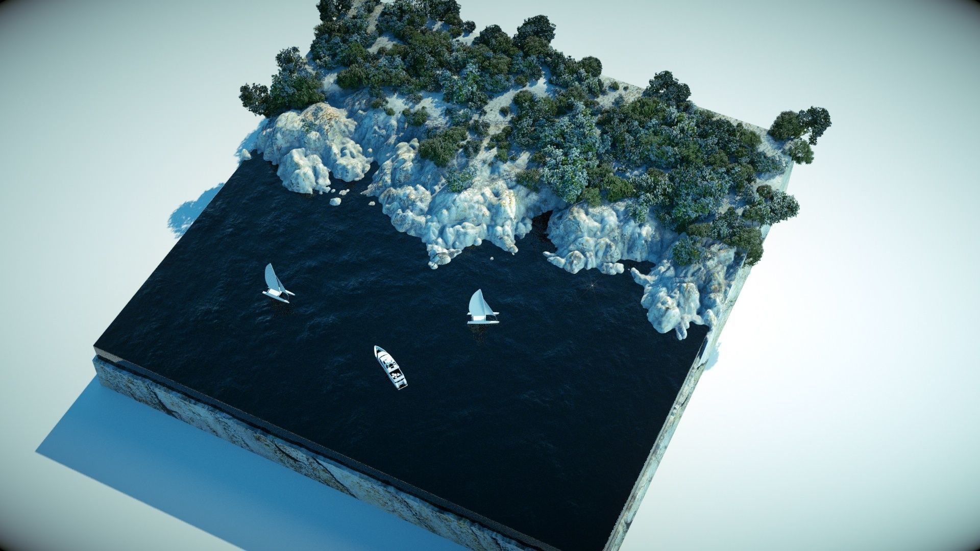 A realistic mini island terrain 3D model_4